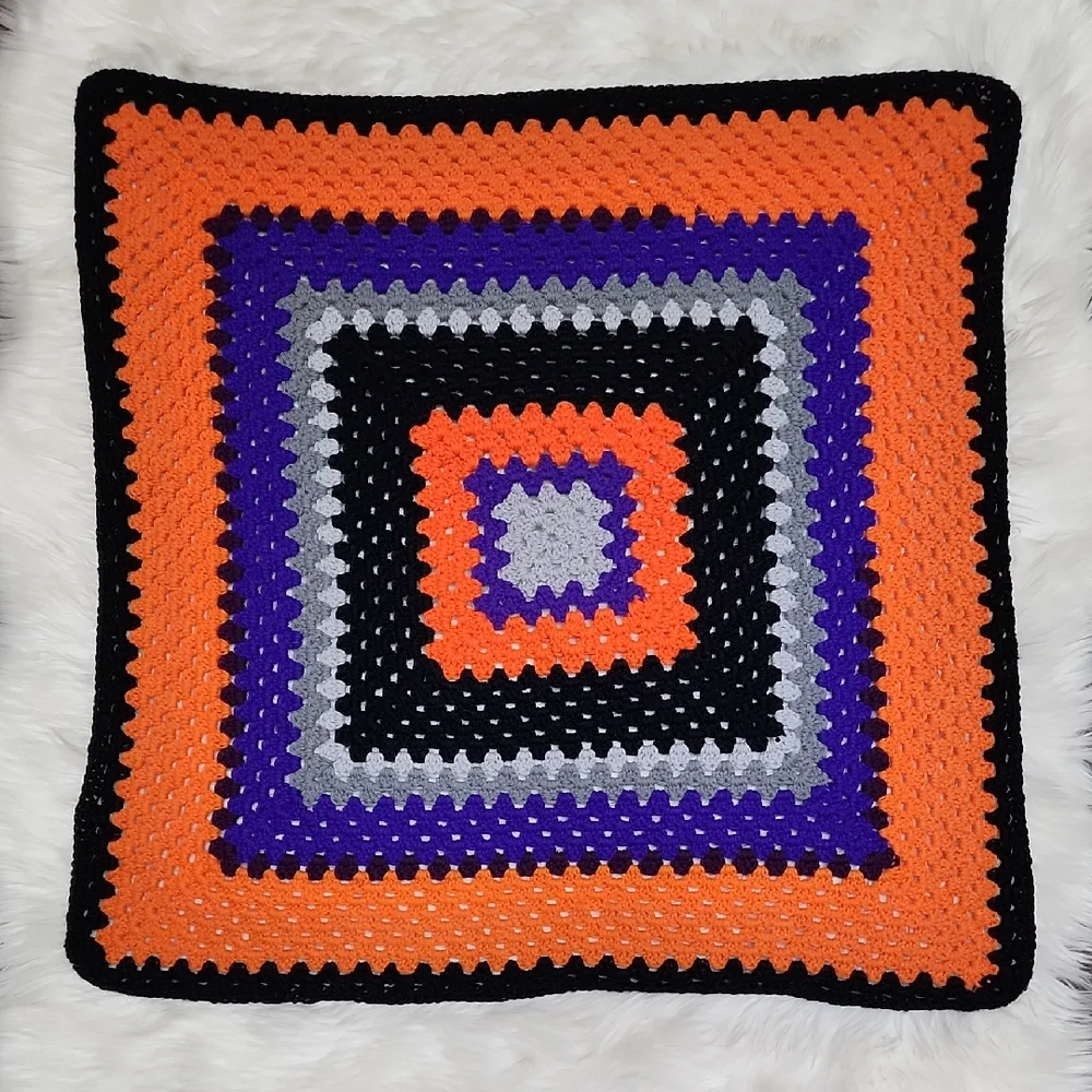 Handmade Multicolor Crocheted  Afghan Granny Square Throw Lap Blanket - New